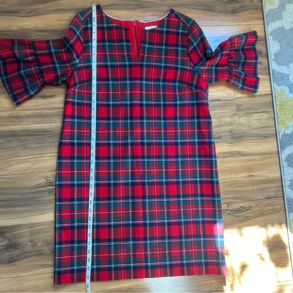 Vineyard Vines Jolly Plaid Greenwich Flutter Sleeve Shift Dress - Picture 13 of 13